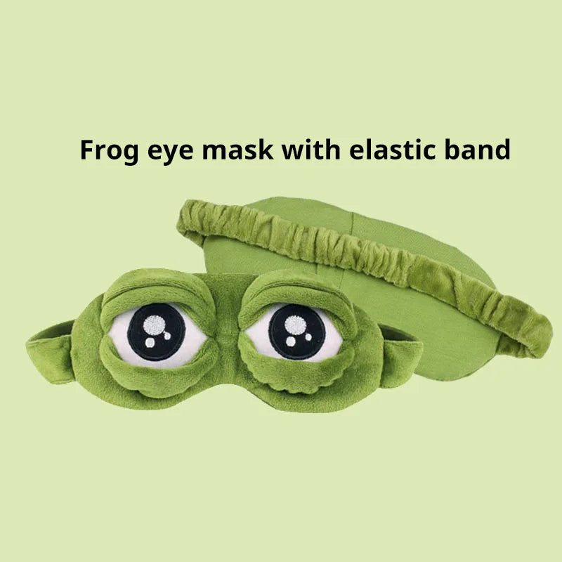 3D Sad Frog Sleep Mask Natural Sleeping Eyeshade Cover Shade Eye Patch For Travel Office Room Relieve Stress Anxiety Gift
