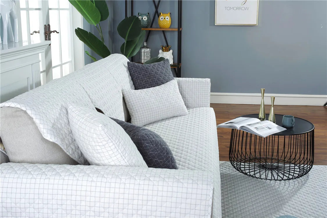 1. 2, 3, 4 Seat Sofa Covers, Sofa Covers, Plaid, Pet Dog Sofa Mats, Living Room Furniture Protective Covers