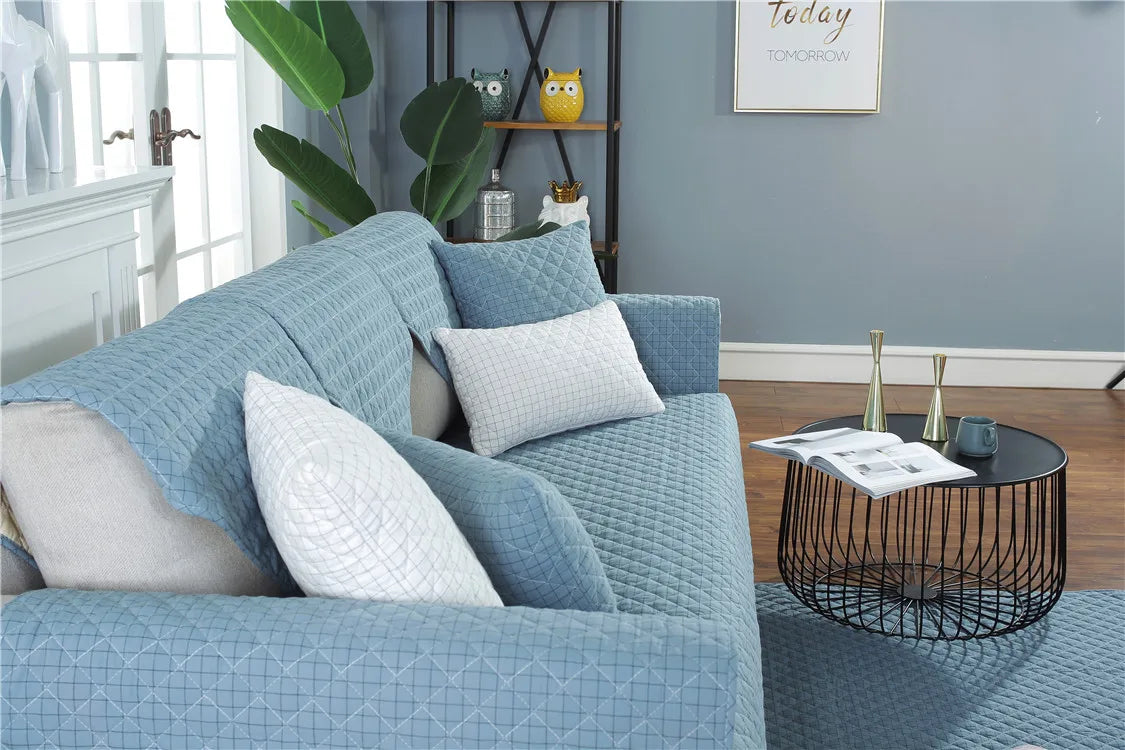 1. 2, 3, 4 Seat Sofa Covers, Sofa Covers, Plaid, Pet Dog Sofa Mats, Living Room Furniture Protective Covers