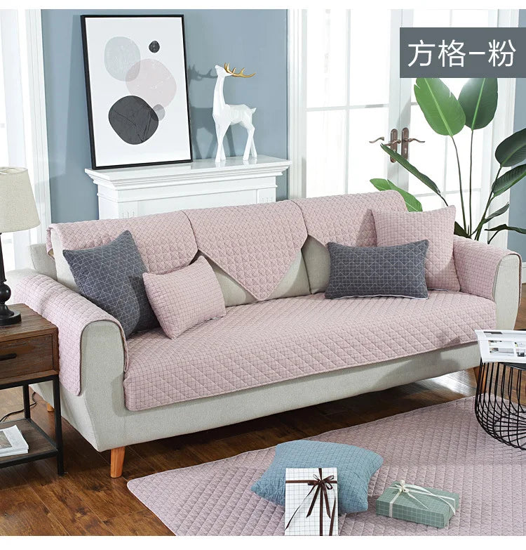 1. 2, 3, 4 Seat Sofa Covers, Sofa Covers, Plaid, Pet Dog Sofa Mats, Living Room Furniture Protective Covers
