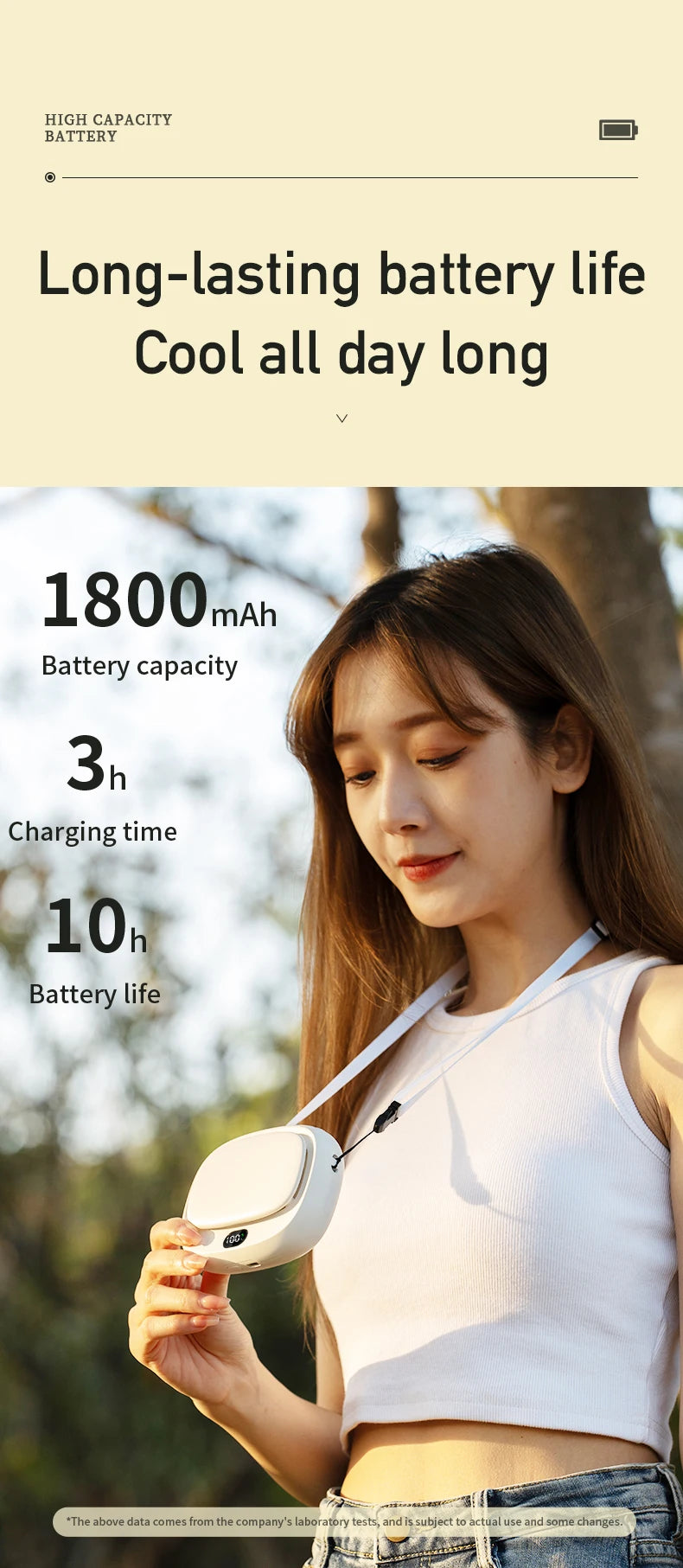 2024 New 1800mAh Handheld Mini Fan Multifunction Neck Hanging Fans 5 Speed USB Rechargeable Fan with Display Screen