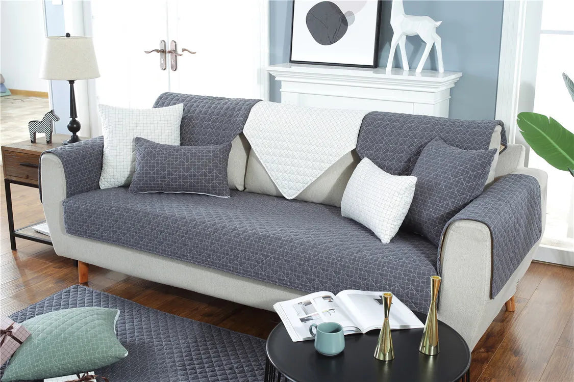 1. 2, 3, 4 Seat Sofa Covers, Sofa Covers, Plaid, Pet Dog Sofa Mats, Living Room Furniture Protective Covers