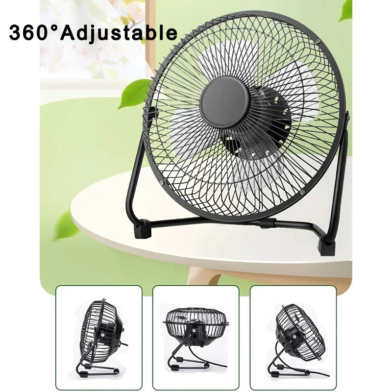4/6/8" Desktop Portable USB Electric Desktop Fan with 2 Adjustable Speeds 4 Blades for Strong Airflow, And 360° Adjustable Angle