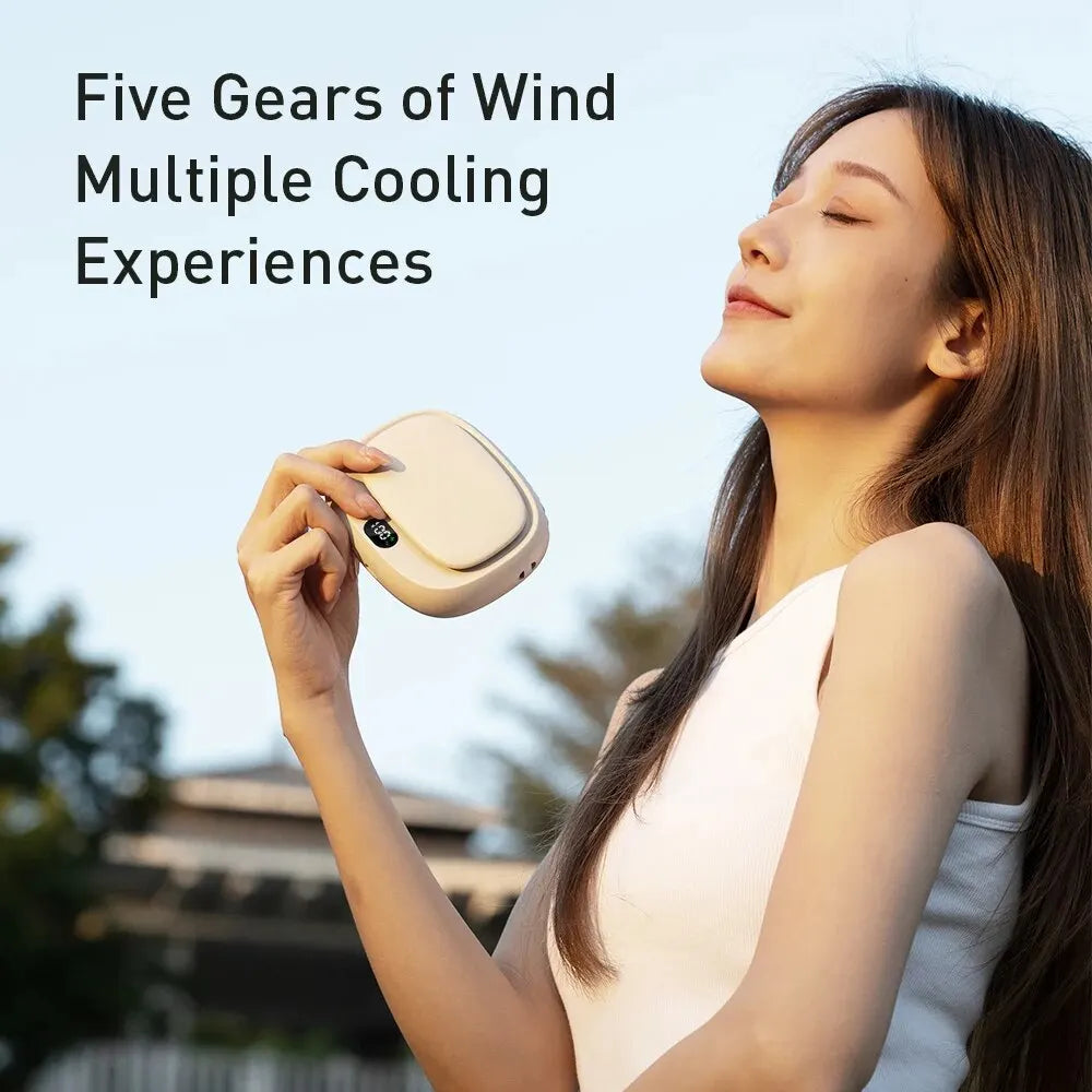 2024 New 1800mAh Handheld Mini Fan Multifunction Neck Hanging Fans 5 Speed USB Rechargeable Fan with Display Screen