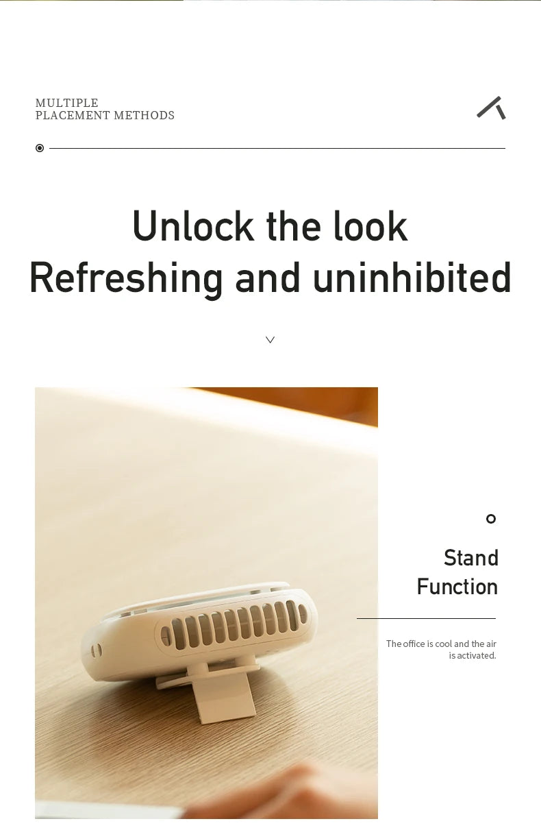 2024 New 1800mAh Handheld Mini Fan Multifunction Neck Hanging Fans 5 Speed USB Rechargeable Fan with Display Screen