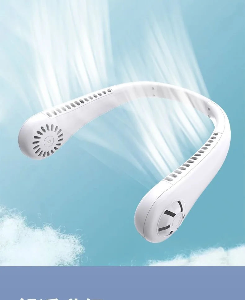 2025 Long endur New Mini Neck Mounted Fan Portable Bladeless Neck Rechargeable Air Cooler 3 Speed Mini Summer Sports Fan Outdoor