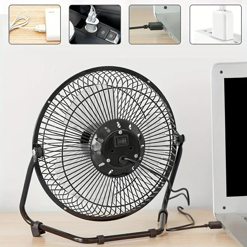 4/6/8" Desktop Portable USB Electric Desktop Fan with 2 Adjustable Speeds 4 Blades for Strong Airflow, And 360° Adjustable Angle