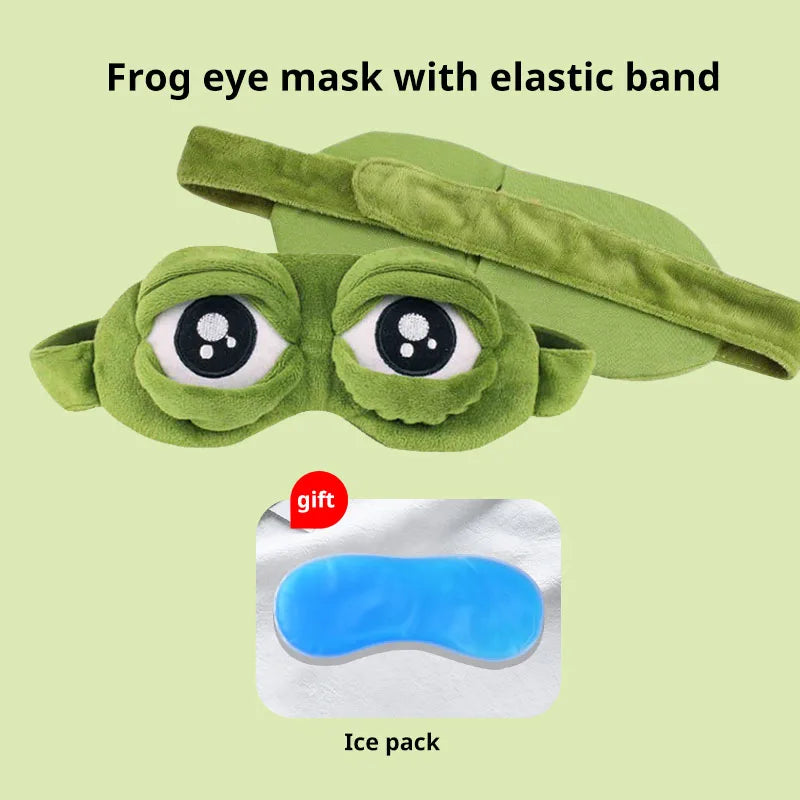 3D Sad Frog Sleep Mask Natural Sleeping Eyeshade Cover Shade Eye Patch For Travel Office Room Relieve Stress Anxiety Gift