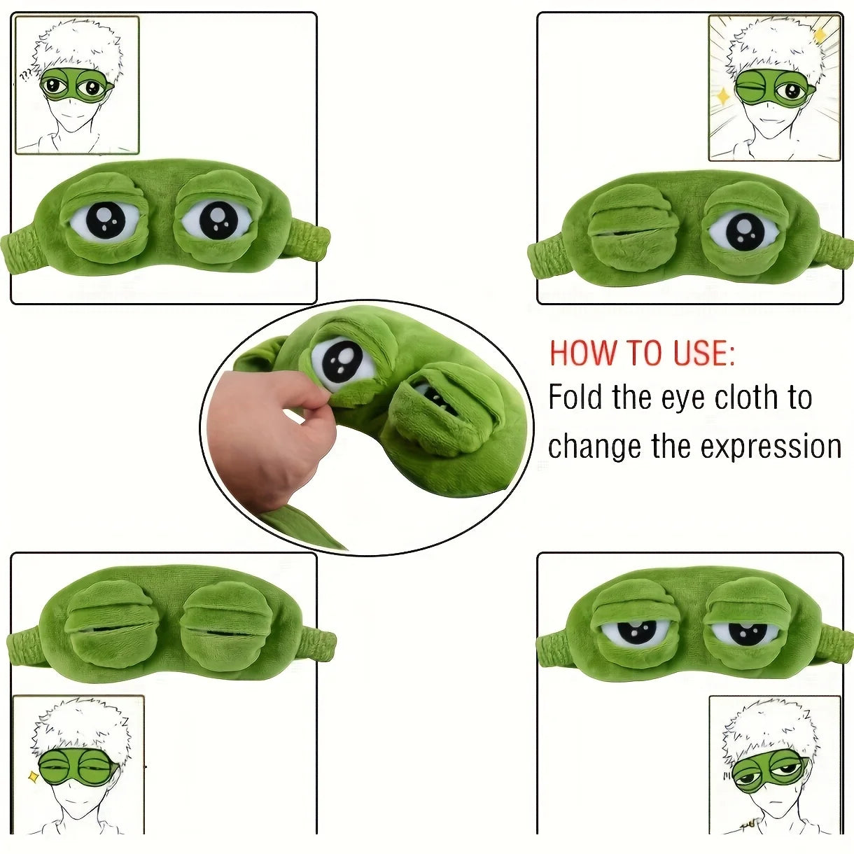 3D Sad Frog Sleep Mask Natural Sleeping Eyeshade Cover Shade Eye Patch For Travel Office Room Relieve Stress Anxiety Gift