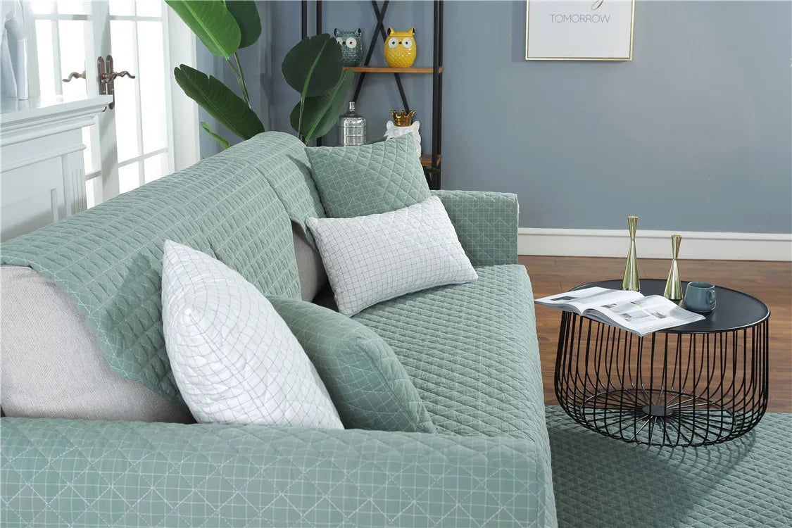 1. 2, 3, 4 Seat Sofa Covers, Sofa Covers, Plaid, Pet Dog Sofa Mats, Living Room Furniture Protective Covers