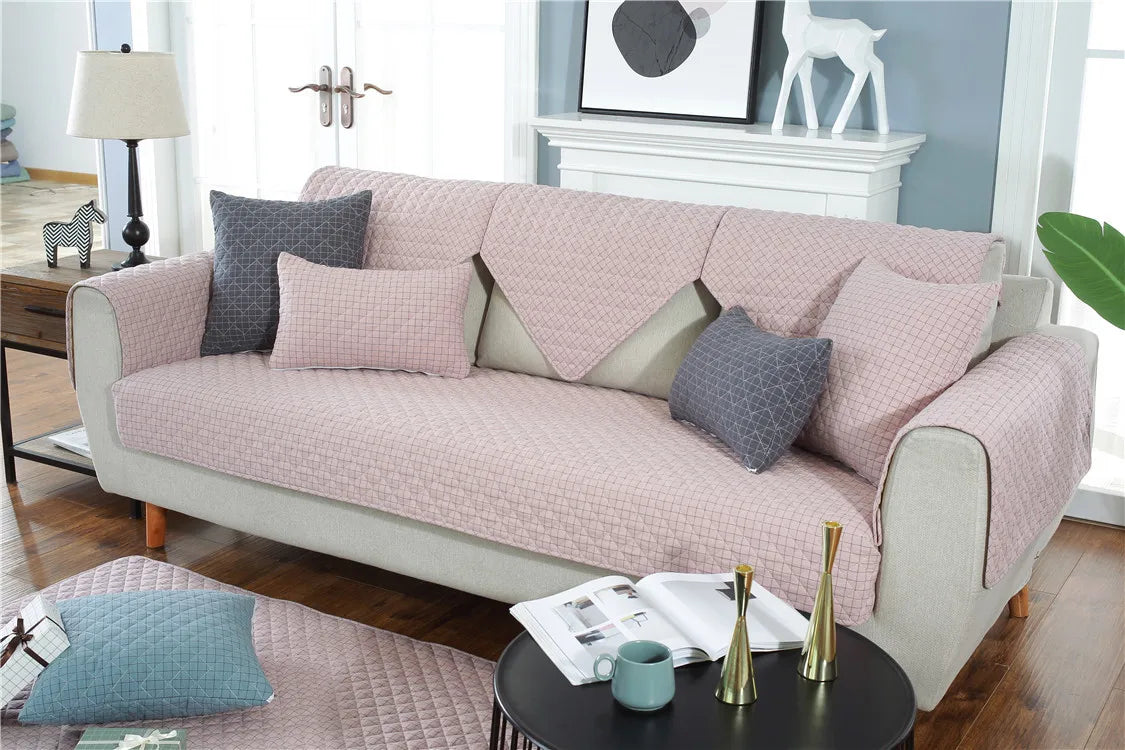1. 2, 3, 4 Seat Sofa Covers, Sofa Covers, Plaid, Pet Dog Sofa Mats, Living Room Furniture Protective Covers
