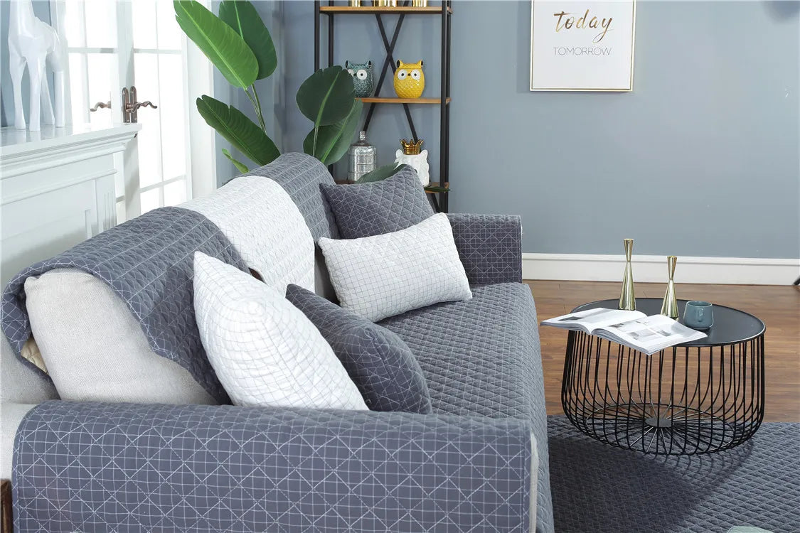 1. 2, 3, 4 Seat Sofa Covers, Sofa Covers, Plaid, Pet Dog Sofa Mats, Living Room Furniture Protective Covers