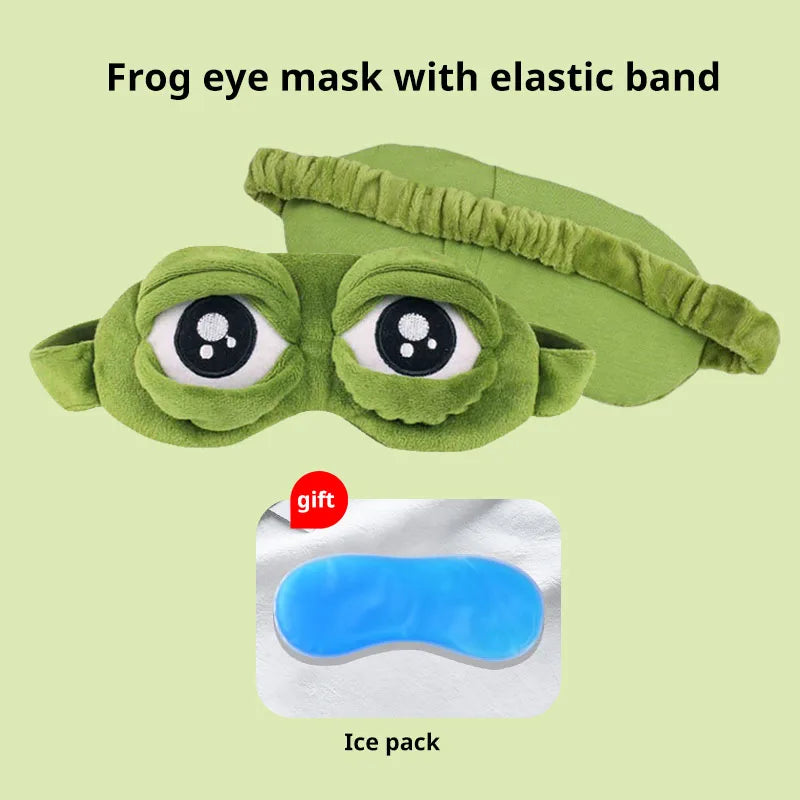 3D Sad Frog Sleep Mask Natural Sleeping Eyeshade Cover Shade Eye Patch For Travel Office Room Relieve Stress Anxiety Gift