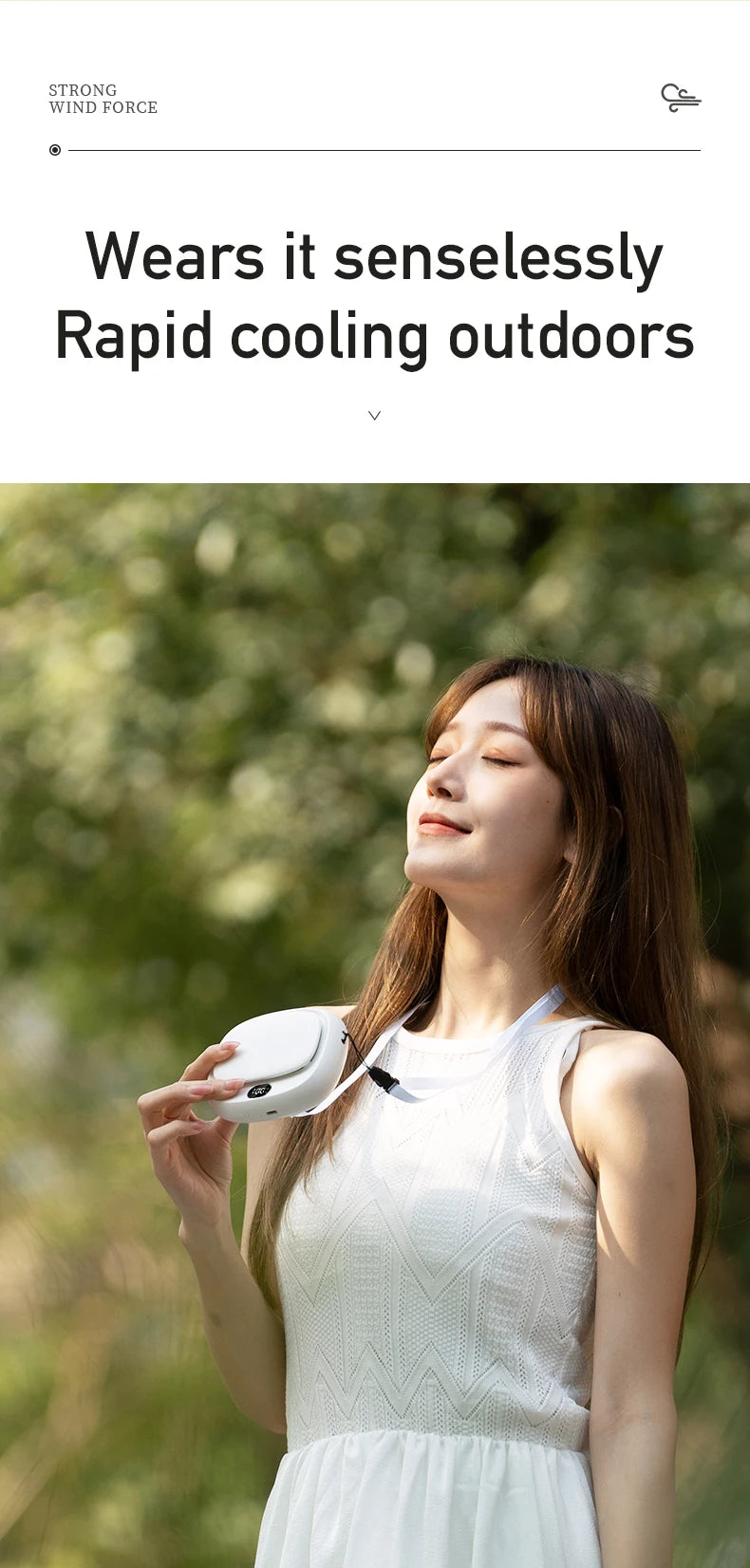 2024 New 1800mAh Handheld Mini Fan Multifunction Neck Hanging Fans 5 Speed USB Rechargeable Fan with Display Screen