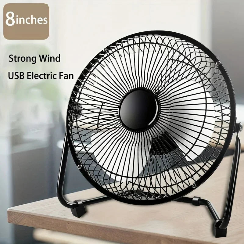 4/6/8" Desktop Portable USB Electric Desktop Fan with 2 Adjustable Speeds 4 Blades for Strong Airflow, And 360° Adjustable Angle