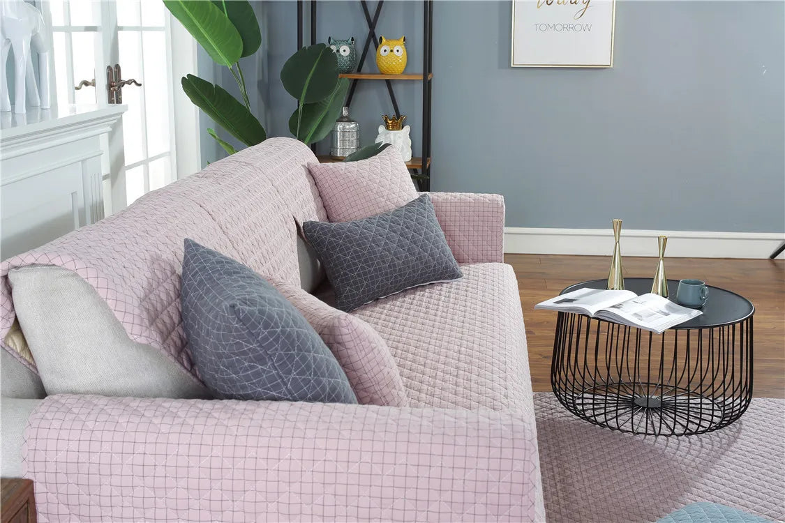 1. 2, 3, 4 Seat Sofa Covers, Sofa Covers, Plaid, Pet Dog Sofa Mats, Living Room Furniture Protective Covers