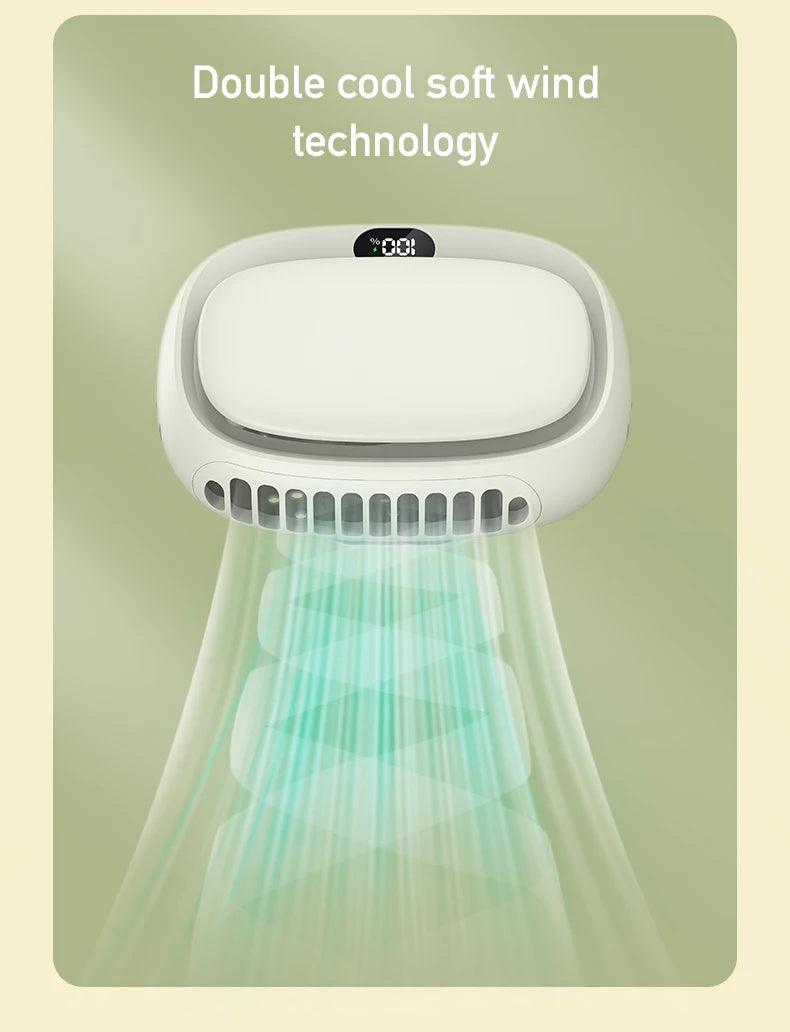2024 New 1800mAh Handheld Mini Fan Multifunction Neck Hanging Fans 5 Speed USB Rechargeable Fan with Display Screen