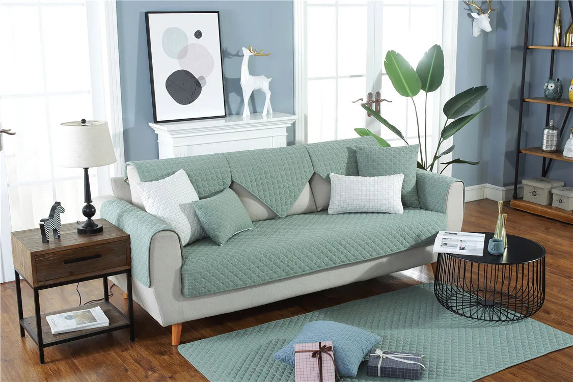 1. 2, 3, 4 Seat Sofa Covers, Sofa Covers, Plaid, Pet Dog Sofa Mats, Living Room Furniture Protective Covers