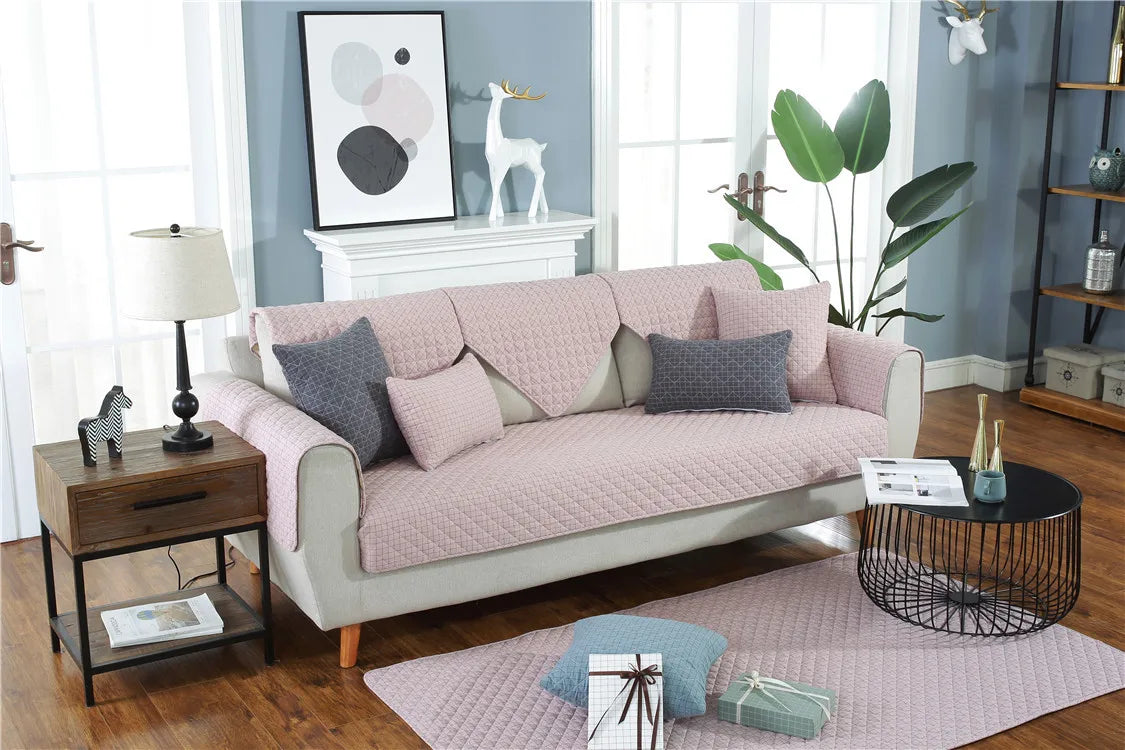 1. 2, 3, 4 Seat Sofa Covers, Sofa Covers, Plaid, Pet Dog Sofa Mats, Living Room Furniture Protective Covers