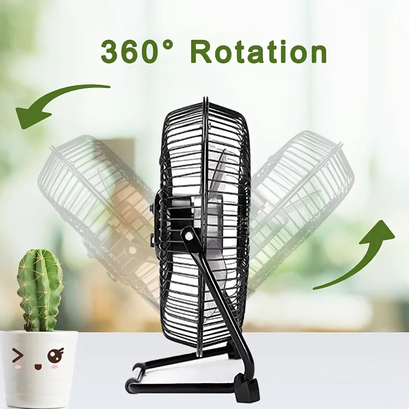 4/6/8" Desktop Portable USB Electric Desktop Fan with 2 Adjustable Speeds 4 Blades for Strong Airflow, And 360° Adjustable Angle