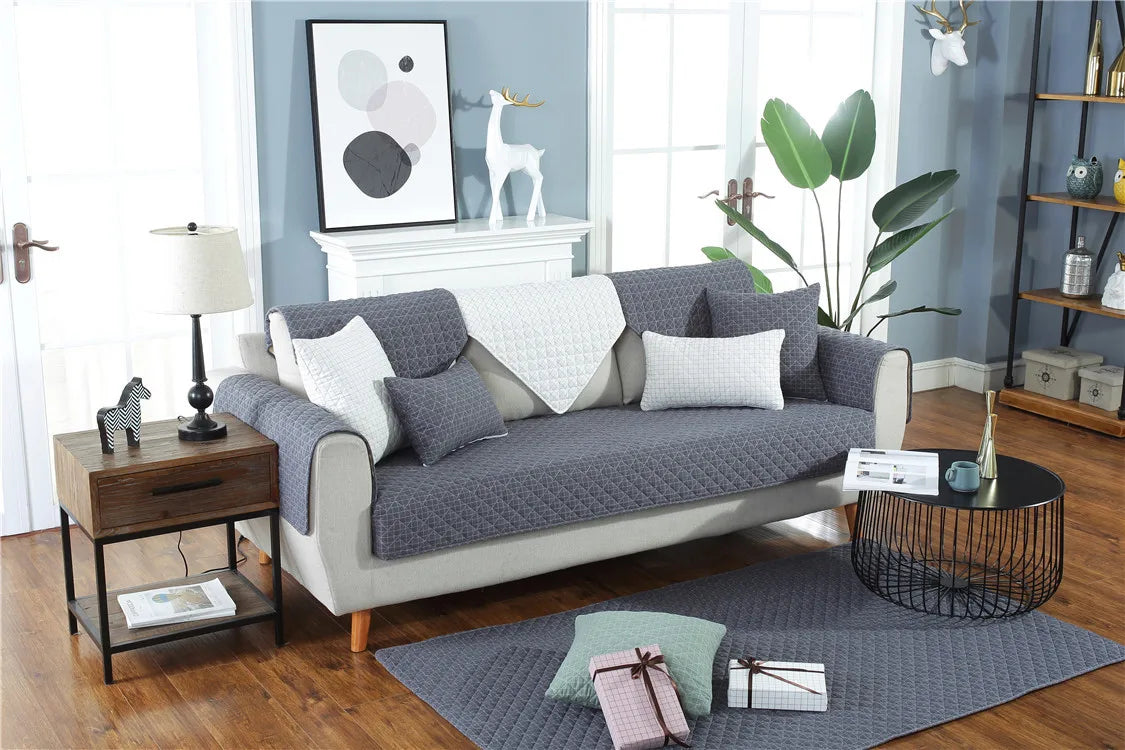 1. 2, 3, 4 Seat Sofa Covers, Sofa Covers, Plaid, Pet Dog Sofa Mats, Living Room Furniture Protective Covers